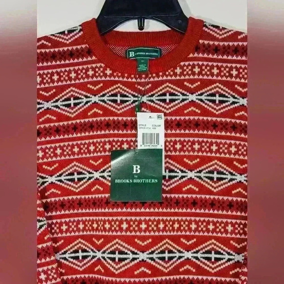 B BY BROOKS BROTHERS BIG BOYS COTTON FAIRISLE CREWNECK SWEATER. - Picture 3 of 6